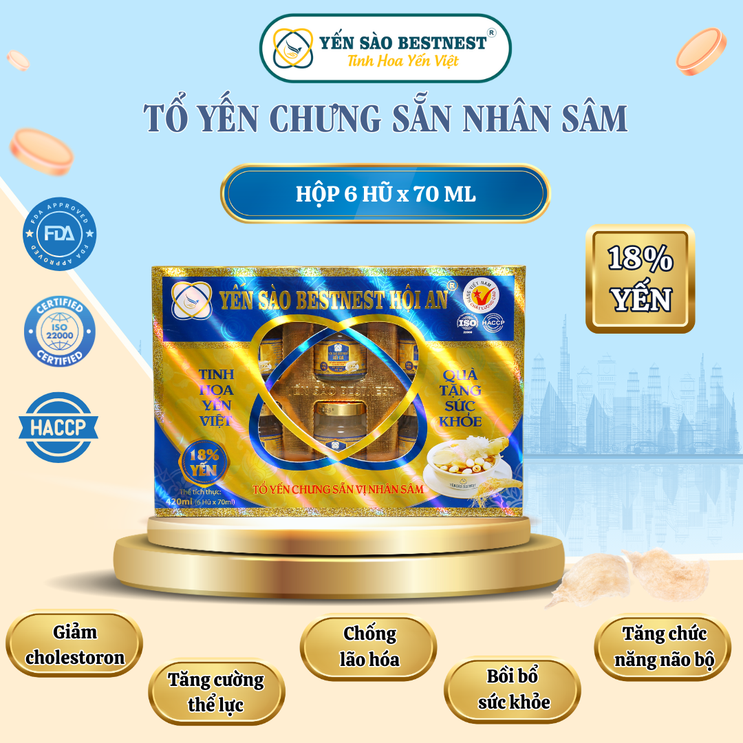 HỘP QUÀ 6 HŨ x 70 ML NHÂM SÂM