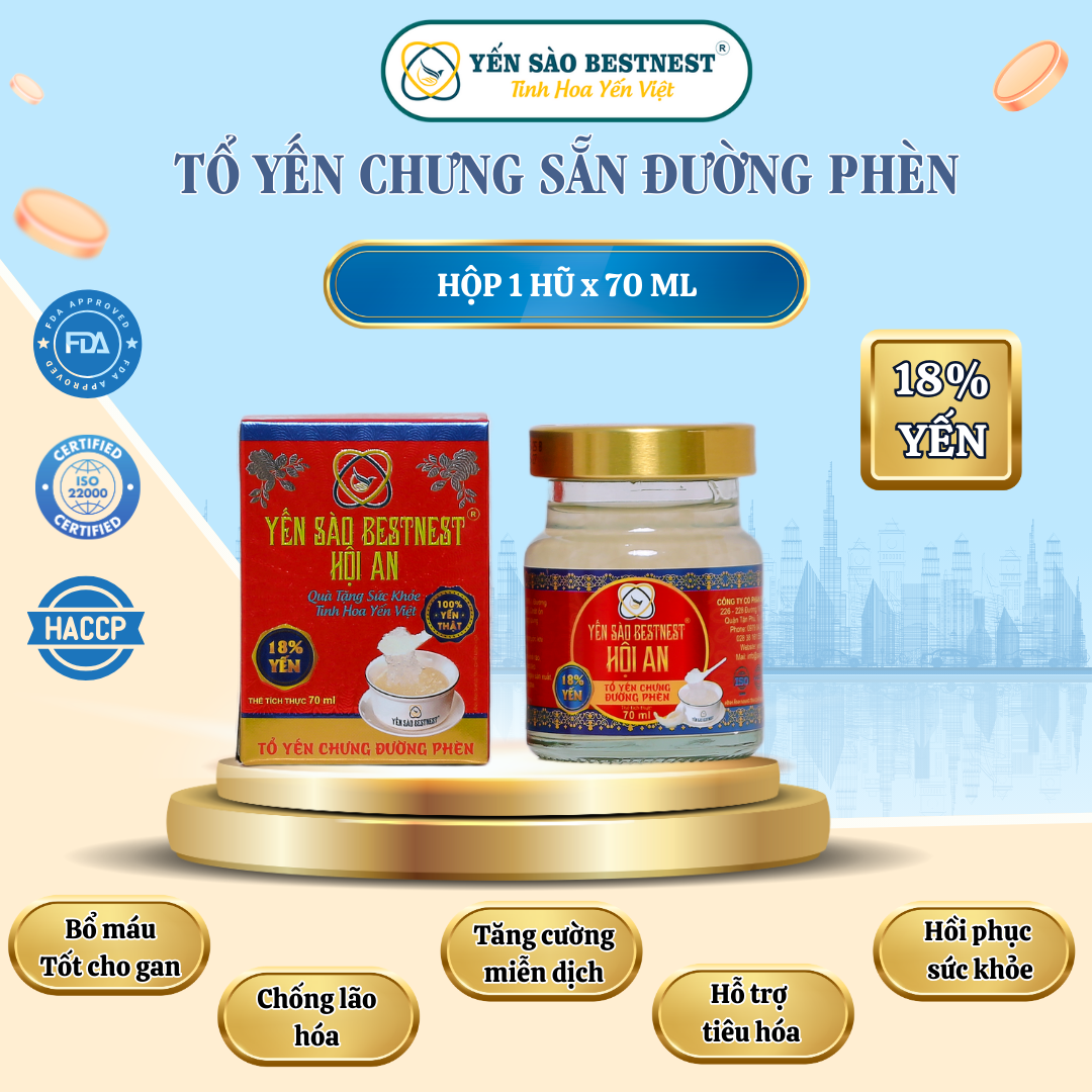 Pháp Dương Hiển Hũ yến chưng sẵn đường phèn 70ml Hội An - Yến sào Bestnest